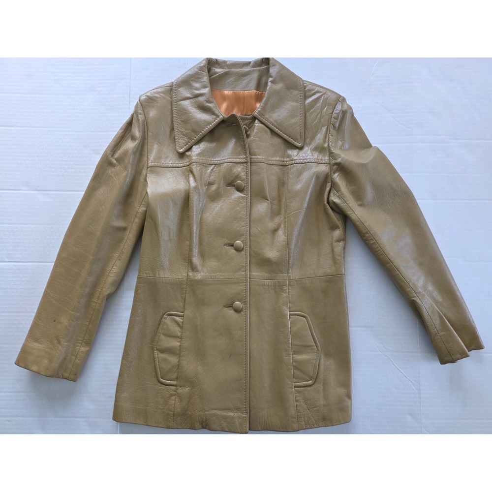 Park Leather International Jacket Tan Vintage 70s Pointed Collar Coat